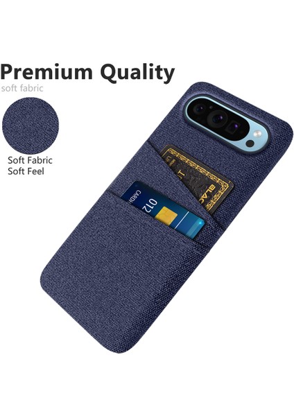 Google Pixel 9/ Pixel 9 Pro Telefon Kılıfı 2 Kart Tutucu Kumaş Doku Arka Kapak (Yurt Dışından) modelleri
