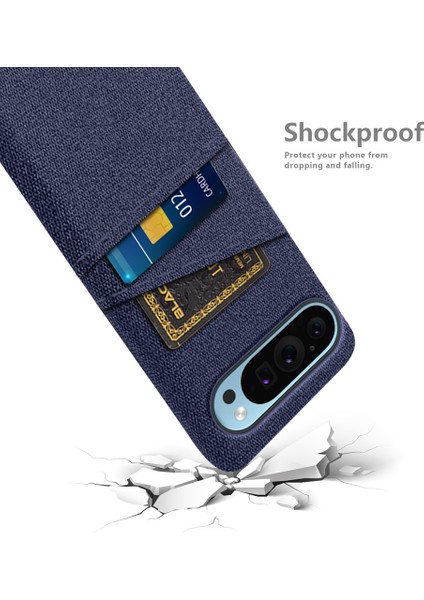 Google Pixel 9/ Pixel 9 Pro Telefon Kılıfı 2 Kart Tutucu Kumaş Doku Arka Kapak (Yurt Dışından) fırsatları