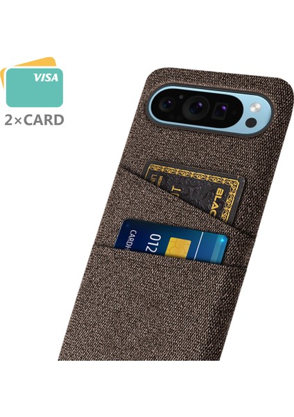 Google Pixel 9/ Pixel 9 Pro Telefon Kılıfı 2 Kart Tutucu Kumaş Doku Arka Kapak (Yurt Dışından) fiyatları