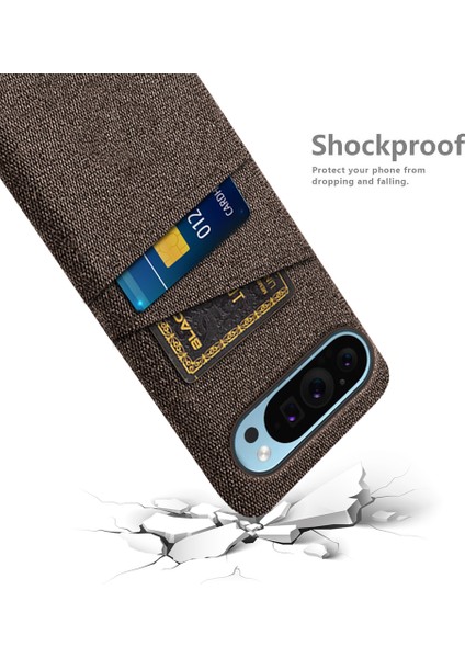 Google Pixel 9/ Pixel 9 Pro Telefon Kılıfı 2 Kart Tutucu Kumaş Doku Arka Kapak (Yurt Dışından) fırsatları