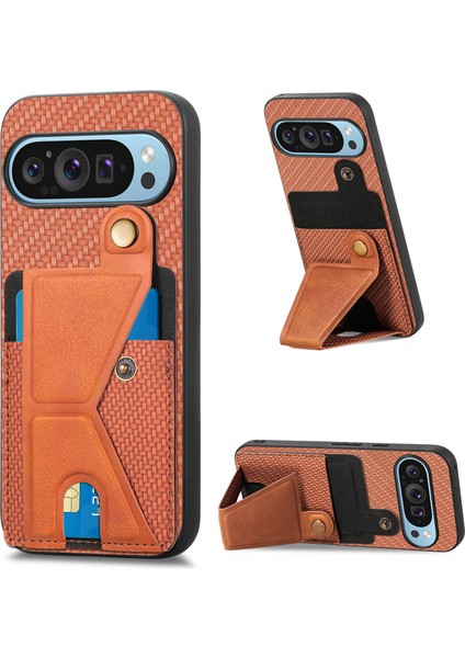 Google Pixel 9/pixel 9 Pro Kılıfı K-Şekilli Kickstand Deri+Pc+Tpu Telefon Kılıfı (Yurt Dışından)