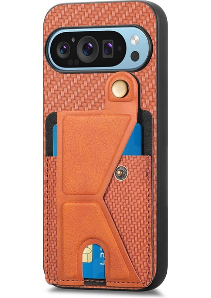 Google Pixel 9/pixel 9 Pro Kılıfı K-Şekilli Kickstand Deri+Pc+Tpu Telefon Kılıfı (Yurt Dışından)