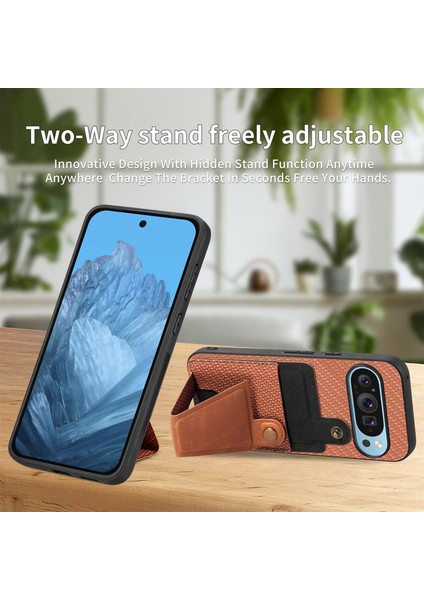 Google Pixel 9/pixel 9 Pro Kılıfı K-Şekilli Kickstand Deri+Pc+Tpu Telefon Kılıfı (Yurt Dışından)