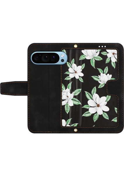 Google Pixel 9/pixel 9 Pro Telefon Kılıfı Çiçek Desenli Pu Deri Kılıf Kart Tutucu ve Standlı (Yurt Dışından)