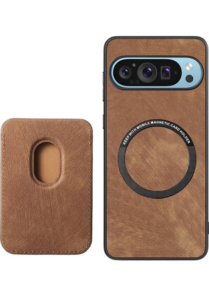 Google Pixel 9/pixel 9 Pro Kılıfı Için Çıkarılabilir Kart Tutuculu Magsafe Deri Arka Kapak ile Uyumlu (Yurt Dışından) modelleri