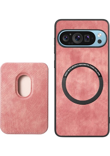 Google Pixel 9/pixel 9 Pro Kılıfı Için Çıkarılabilir Kart Tutuculu Magsafe Deri Arka Kapak ile Uyumlu (Yurt Dışından)