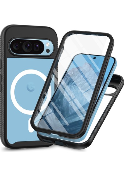 Google Pixel 9/pixel 9 Pro Kılıfı Pc+Tpu Şeffaf Telefon Kılıfı Pet Ekran Filmi Her Yönüyle Koruma Manyetik Kablosuz Şarj (Yurt Dışından)