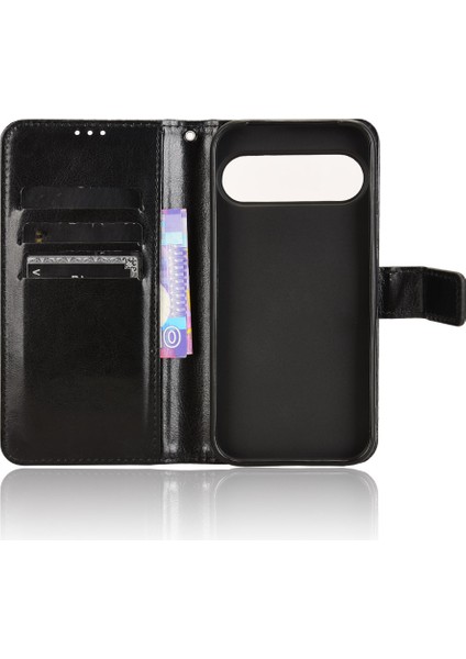Google Pixel 9 Pro/pixel 9 Kılıfı Crazy Horse Doku Pu Deri Cüzdan Koruyucu Telefon Kılıfı (Yurt Dışından)