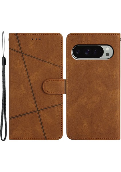 Google Pixel 9/ Pixel 9 Pro Kılıfı Crazy Horse Doku Pu Deri Cüzdan Standı Telefon Kılıfı (Yurt Dışından)