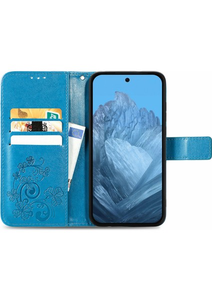 Google Pixel 10 Pro/ Pixel 10/ Pixel 9 Pro/ Pixel 9 Deri Kılıf Dört Yapraklı Yonca Cüzdan Telefon Kılıfı (Yurt Dışından)