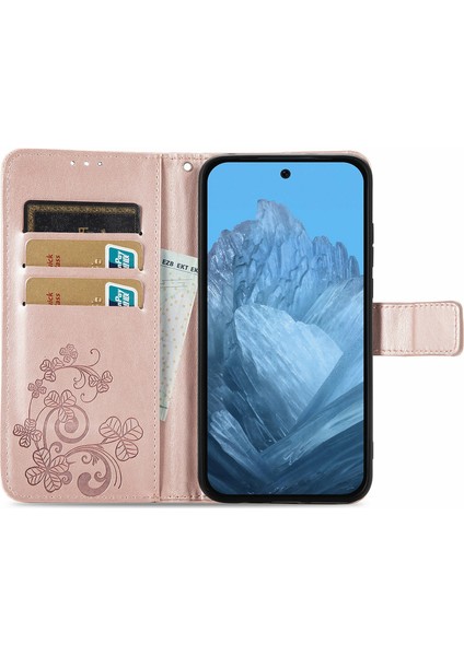 Google Pixel 10 Pro/ Pixel 10/ Pixel 9 Pro/ Pixel 9 Deri Kılıf Dört Yapraklı Yonca Cüzdan Telefon Kılıfı (Yurt Dışından)