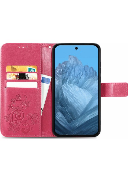 Google Pixel 10 Pro/ Pixel 10/ Pixel 9 Pro/ Pixel 9 Deri Kılıf Dört Yapraklı Yonca Cüzdan Telefon Kılıfı (Yurt Dışından)