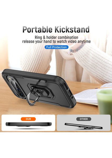 Google Pixel 9/pixel 9 Pro Kılıf Askeri Sınıf Halka Destek Pc+Tpu Telefon Kılıfı (Yurt Dışından) modelleri