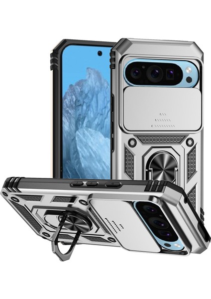 Google Pixel 9/ Pixel 9 Pro Kılıf Kamera Koruma Pc+Tpu Telefon Kılıfı Kickstand ile (Yurt Dışından)