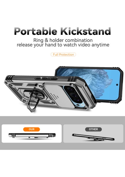 Google Pixel 9/ Pixel 9 Pro Kılıf Kamera Koruma Pc+Tpu Telefon Kılıfı Kickstand ile (Yurt Dışından)