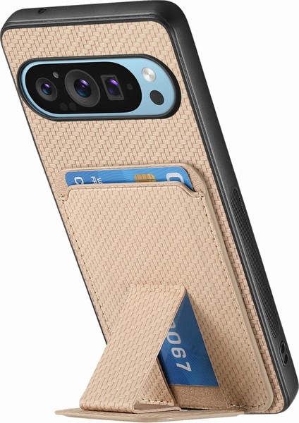 Google Pixel 9/pixel 9 Pro Kılıf Kart Tutucu Karbon Fiber Doku Deri Kaplamalı Tpu Telefon Kılıfı (Yurt Dışından)
