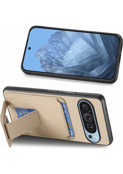 Google Pixel 9/pixel 9 Pro Kılıf Kart Tutucu Karbon Fiber Doku Deri Kaplamalı Tpu Telefon Kılıfı (Yurt Dışından)