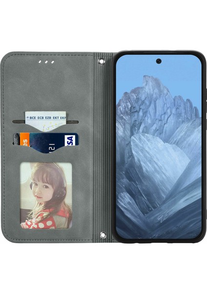 Google Pixel 10 Pro/ Pixel 10/ Pixel 9 Pro/ Pixel 9 Kılıf Cilt Dokunma Hissi Kart Yuvası Deri Telefon Kılıfı Standı Manyetik Emilim (Yurt Dışından)
