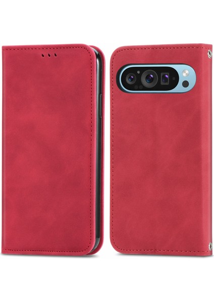 Google Pixel 10 Pro/ Pixel 10/ Pixel 9 Pro/ Pixel 9 Kılıf Cilt Dokunma Hissi Kart Yuvası Deri Telefon Kılıfı Standı Manyetik Emilim (Yurt Dışından)