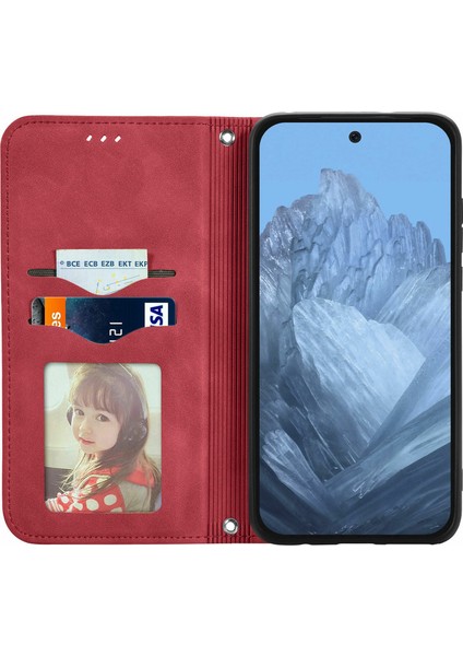 Google Pixel 10 Pro/ Pixel 10/ Pixel 9 Pro/ Pixel 9 Kılıf Cilt Dokunma Hissi Kart Yuvası Deri Telefon Kılıfı Standı Manyetik Emilim (Yurt Dışından)