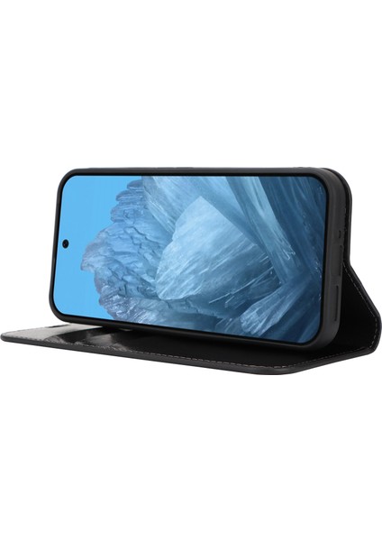 Google Pixel 9/ Pixel 9 Pro Kılıfı Crazy Horse Dokulu Bölünmüş Deri Cüzdan Telefon Kılıfı (Yurt Dışından)