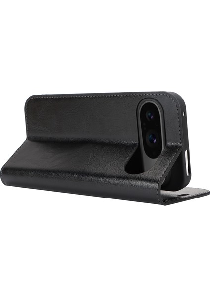 Google Pixel 9/ Pixel 9 Pro Kılıfı Crazy Horse Dokulu Bölünmüş Deri Cüzdan Telefon Kılıfı (Yurt Dışından)