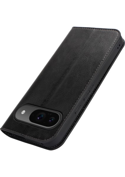 Google Pixel 9/ Pixel 9 Pro Kılıfı Crazy Horse Dokulu Bölünmüş Deri Cüzdan Telefon Kılıfı (Yurt Dışından)