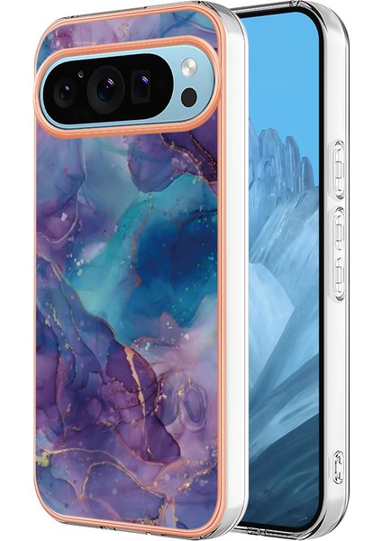 Google Pixel 9/pixel 9 Pro Tpu Mermer Desenli Kılıf Galvanik Kenar Telefon Kılıfı (Yurt Dışından)