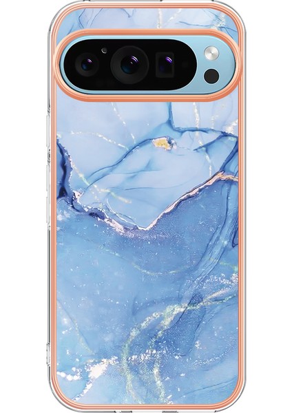 Google Pixel 9/pixel 9 Pro Tpu Mermer Desenli Kılıf Galvanik Kenar Telefon Kılıfı (Yurt Dışından)