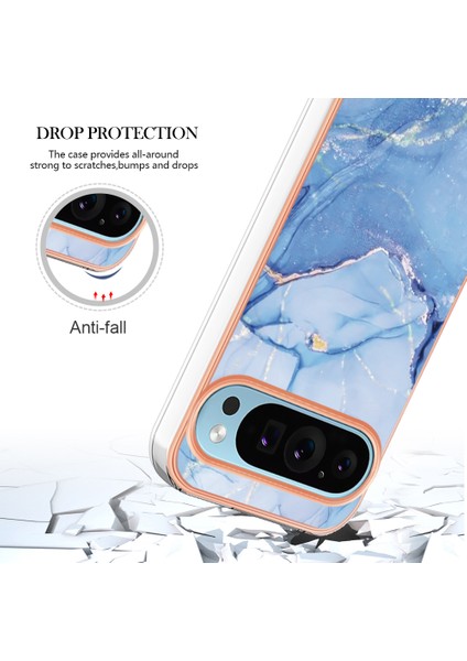 Google Pixel 9/pixel 9 Pro Tpu Mermer Desenli Kılıf Galvanik Kenar Telefon Kılıfı (Yurt Dışından)