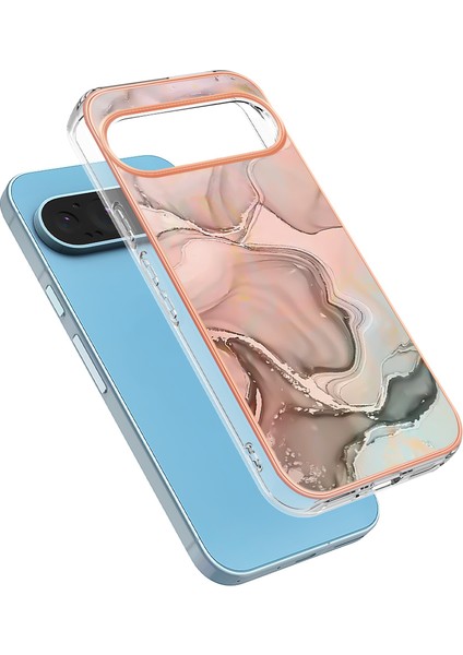 Google Pixel 9/pixel 9 Pro Tpu Mermer Desenli Kılıf Galvanik Kenar Telefon Kılıfı (Yurt Dışından)