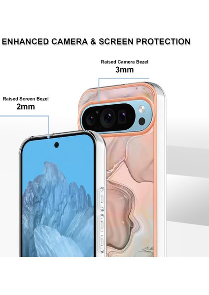 Google Pixel 9/pixel 9 Pro Tpu Mermer Desenli Kılıf Galvanik Kenar Telefon Kılıfı (Yurt Dışından)