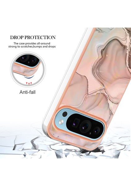 Google Pixel 9/pixel 9 Pro Tpu Mermer Desenli Kılıf Galvanik Kenar Telefon Kılıfı (Yurt Dışından)