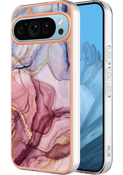 Google Pixel 9/pixel 9 Pro Tpu Mermer Desenli Kılıf Galvanik Kenar Telefon Kılıfı (Yurt Dışından)