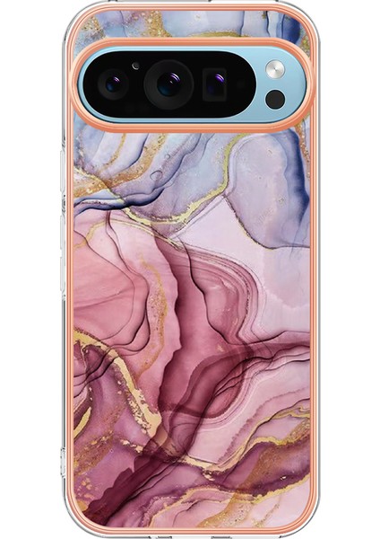 Google Pixel 9/pixel 9 Pro Tpu Mermer Desenli Kılıf Galvanik Kenar Telefon Kılıfı (Yurt Dışından)