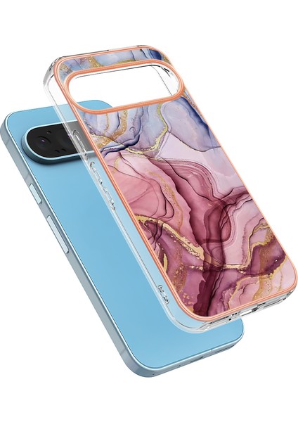 Google Pixel 9/pixel 9 Pro Tpu Mermer Desenli Kılıf Galvanik Kenar Telefon Kılıfı (Yurt Dışından)