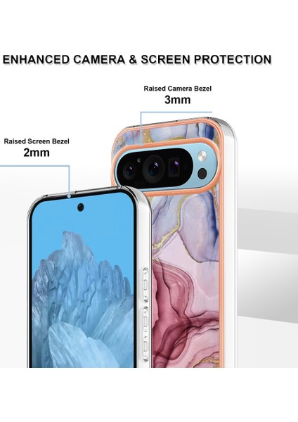 Google Pixel 9/pixel 9 Pro Tpu Mermer Desenli Kılıf Galvanik Kenar Telefon Kılıfı (Yurt Dışından)
