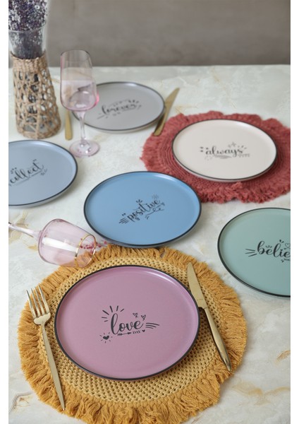 Rainbow Motto Nordic Pasta Tabağı 22 cm 6 Adet indirimleri