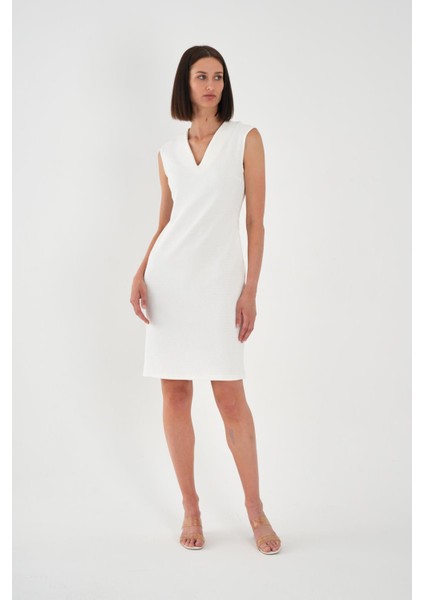 Alexandergardı Büyük Beden V Yaka Kalem Elbise