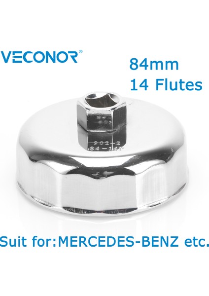 Veconor Kare Dr.çelik Yağ Filtre Anahtarı Kapağı Kılıf Aracı Çıkarıcı 14 Flüt Universal Mercedes-Benz Için (Yurt Dışından)