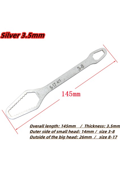 145MM 3-17MM 3,5mm Tarzı Yeni Evrensel Torx Anahtarı Tahta Ayarlanabilir Çift Başlı Torx Anahtarı Mekanik Atölye Araçları Çok Fonksiyonlu El Araçları (Yurt Dışından)