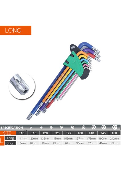 Torx Anahtar Seti Uzun Tarz Bisiklet Tamiri Için Allen Vida Uzun Kol Hex Anahtar Seti Allen Anahtarı Seti Için L Anahtar Kiti Hexagon Anahtarı El Aletleri (Yurt Dışından)