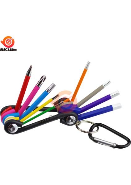 Mini Tarzı Renk Kodlu Toplu Uçlu Hex Allen Anahtar Takımı Torklu Uzun Metrik Kollu El Aletleri Bisiklet Aksesuarları (Yurt Dışından)