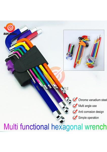 Mini Tarzı Renk Kodlu Toplu Uçlu Hex Allen Anahtar Takımı Torklu Uzun Metrik Kollu El Aletleri Bisiklet Aksesuarları (Yurt Dışından) fiyatları