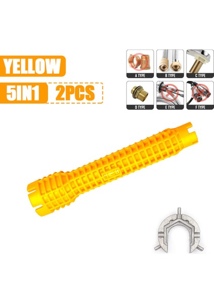 5ın1 Sarı Tarzı 1 Multifonksiyonel Lavabo Anahtarı Tamir Lavabo Tesisat Aracı Anahtar Musluk Anahtarı Tesisat Boru Anahtarı Banyo Anahtarı Takımları (Yurt Dışından)