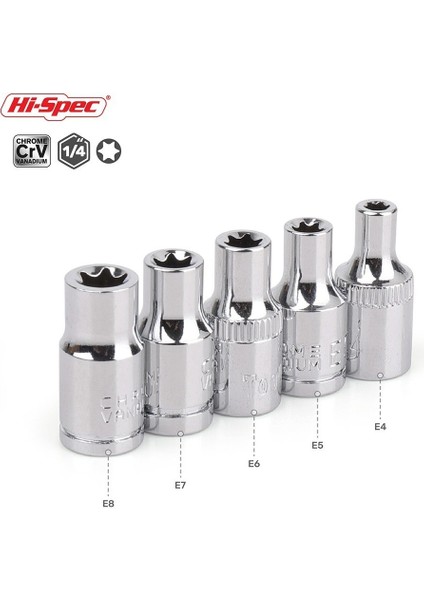 E45678 Stili Hi-Spec E-Soket Soket Seti Adaptör Torx Yıldız Uçlu Bit Onarım El Aletleri Kafası Için Tork Anahtarı Ratchet Soket Anahtarı Için (Yurt Dışından)