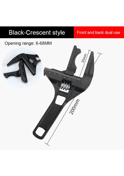 Kara Ay Tarzı 10 Bir 1 Ayarlanabilir Tork Anahtarı Ratchet 180 Derece Katlanabilir Evrensel Makaralı Anahtar Manuel Aracı Ev Bakımı (Yurt Dışından)