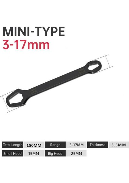 3-17MM Siyah Tarzı Evrensel Torx Anahtar Kalınlığı Kendinden Sıkıştırmalı Ayarlanabilir Anahtar Tahtası Çift Başlı Torx Anahtarı El Aletleri (Yurt Dışından)