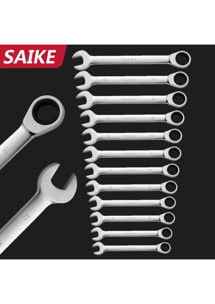 10MM 1 Adet Stil Anahtarlar Dişli Halka Ters Çevrilebilir Anahtar Araba Tamir El Aleti Teşhis Aracı- 1 Parça Kombinasyon Ratchet Anahtarlar (Yurt Dışından)