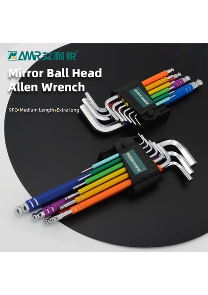 9 Adet Düz Kafa Stili Orta Uzunluklu Ekstra Uzun Yuvarlak Uçlu Allen Anahtar Seti Düz Kafa Allen Anahtarı Hex Anahtar Seti Aracı (Yurt Dışından) modelleri